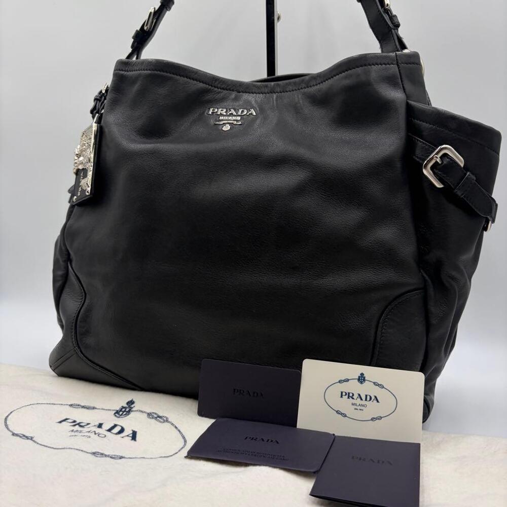 PRADA shoulder bag Nero Black leather tote